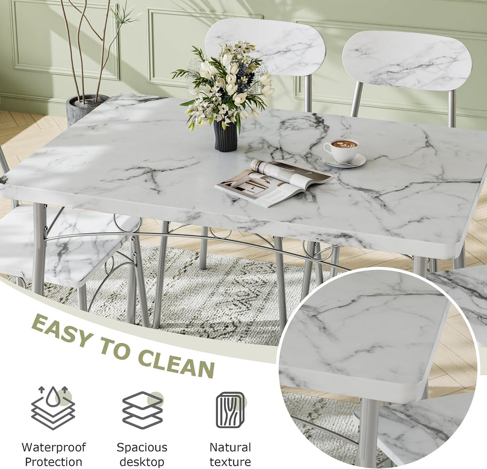 VECELO Dining Table Set for 4, 5-Piece Kitchen Table with 4 Chairs, MDF Board...