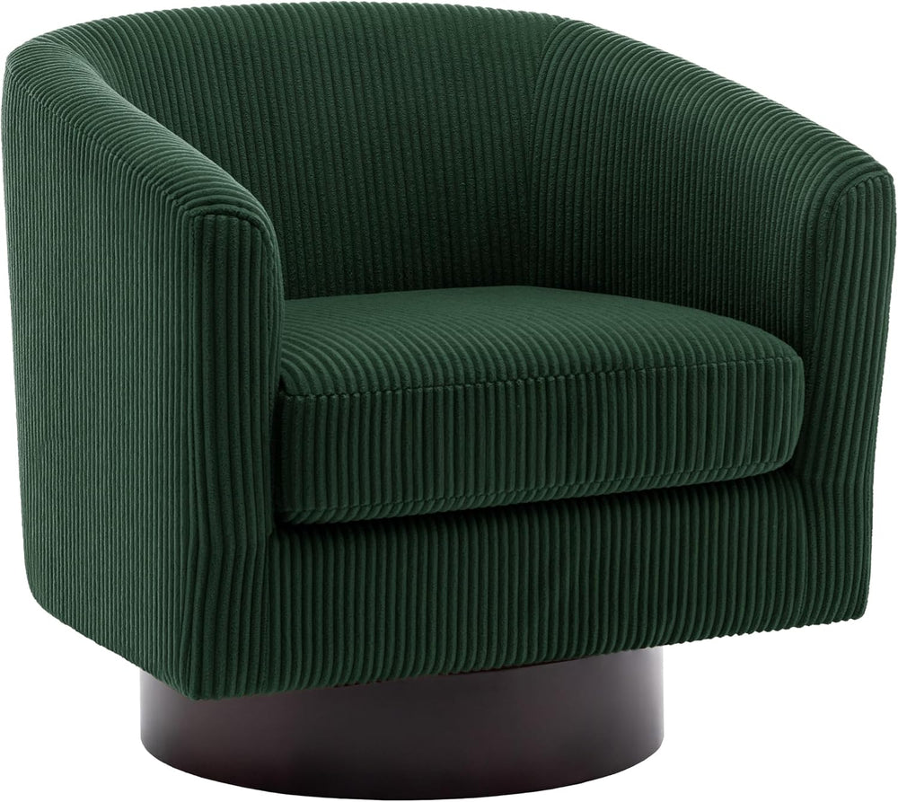 Swivel Barrel Chairs Set of 4, Corduroy Accent Chair, Dark Green
