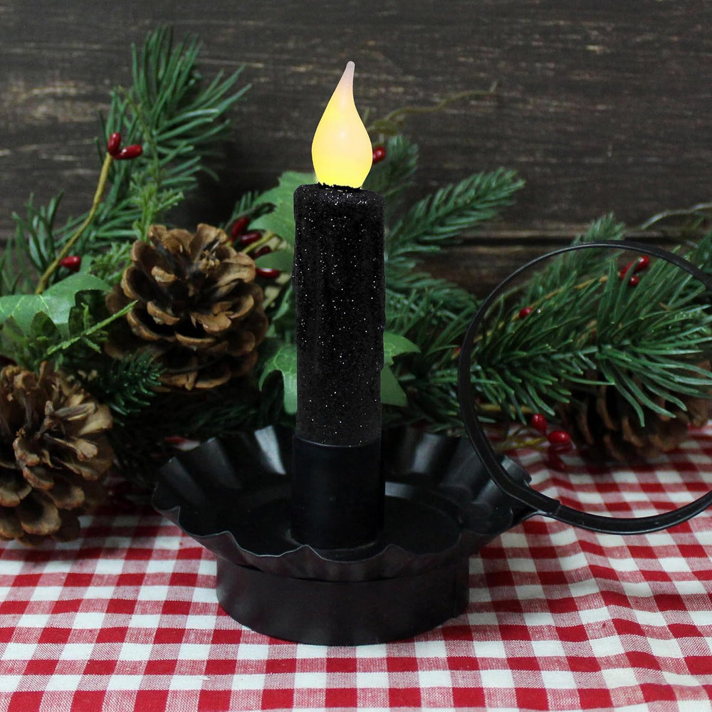 CVHOMEDECO. Glitter Flameless Candles Flickering Battery Operated LED Taper C...