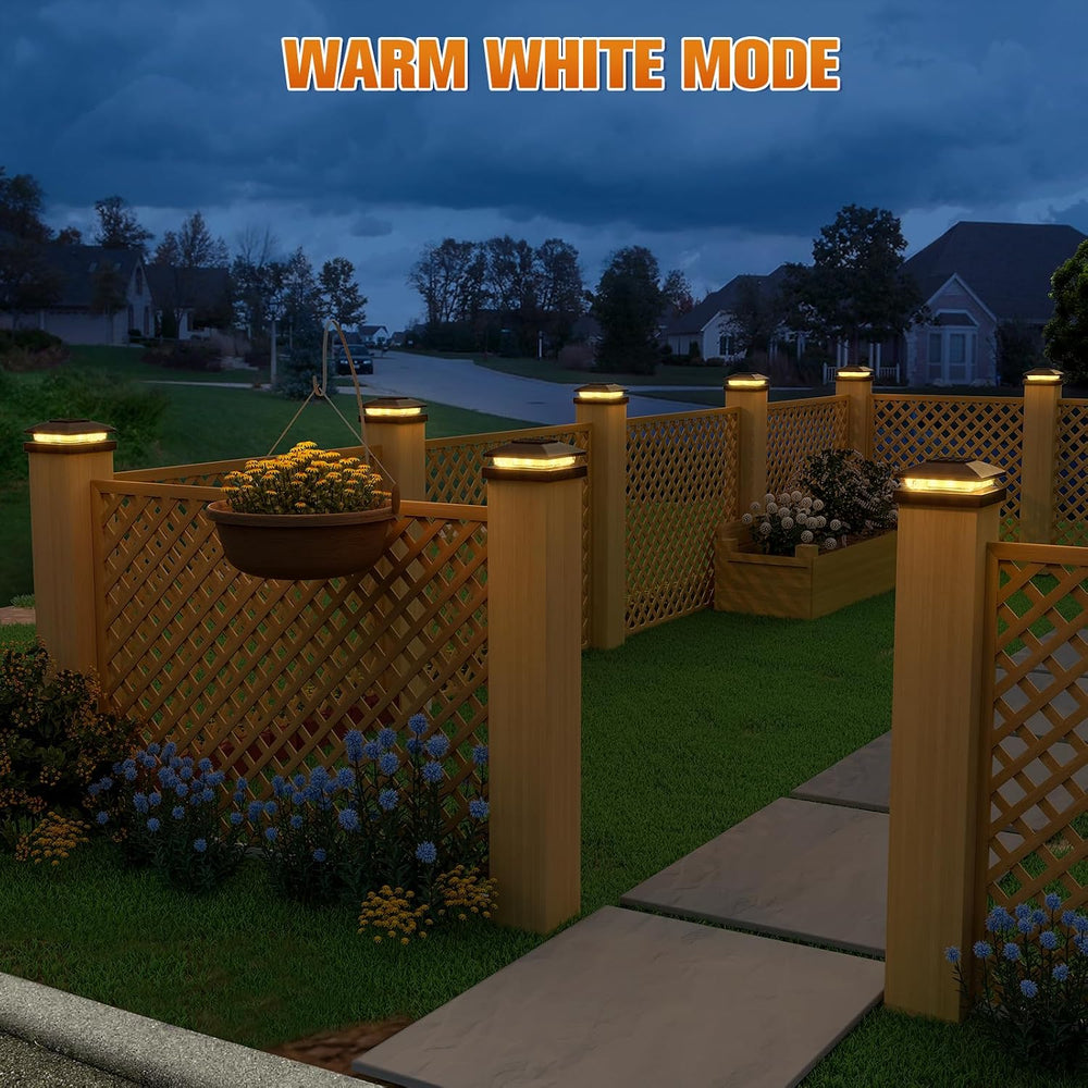 APONUO Solar Post Cap Lights for 4x4 Posts - IP64 Waterproof, 3000K LED, No-W...