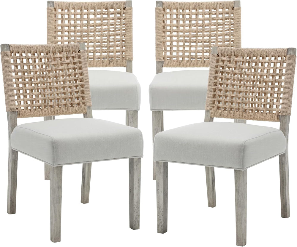 chairus upholstered Dining Chairs Set of 4, Boho Coastal Dining Room Chairs w...