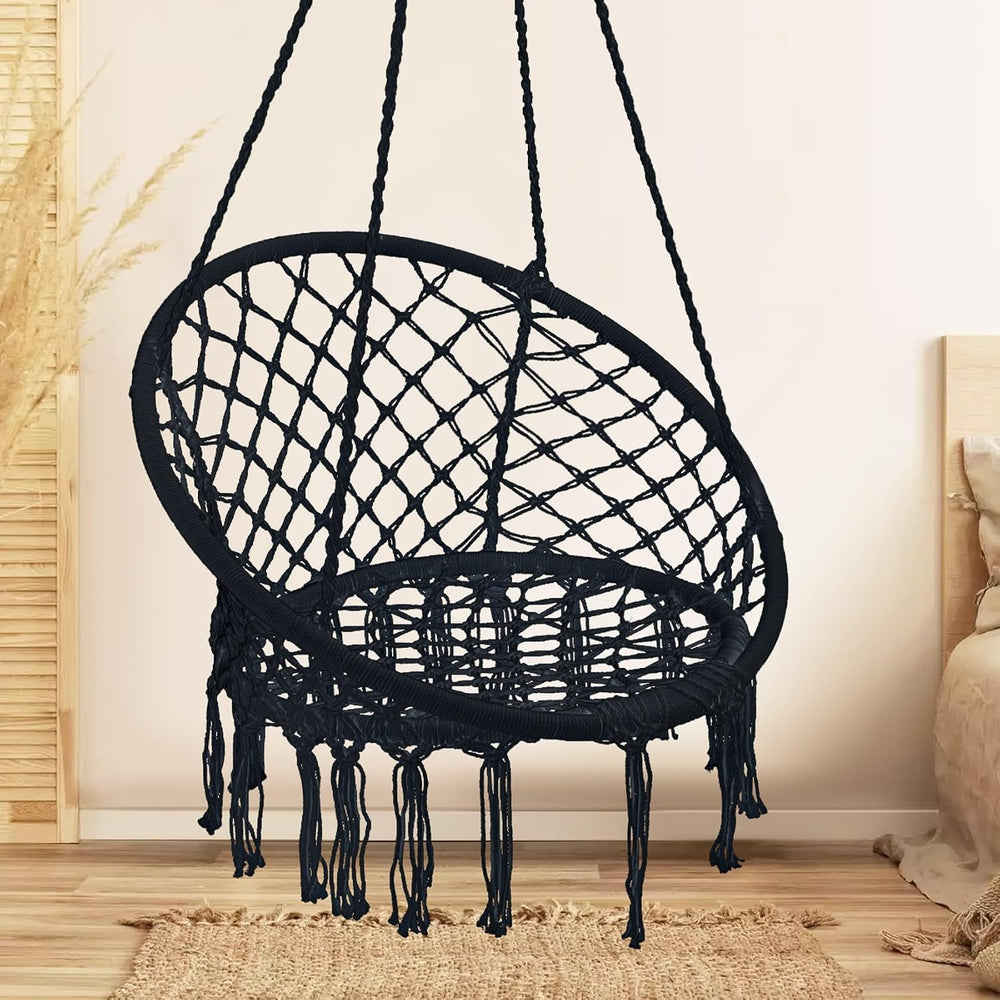 Garpans Hanging Swing Chair Bohemian Style Macrame Swing Chair with Tassels, ...