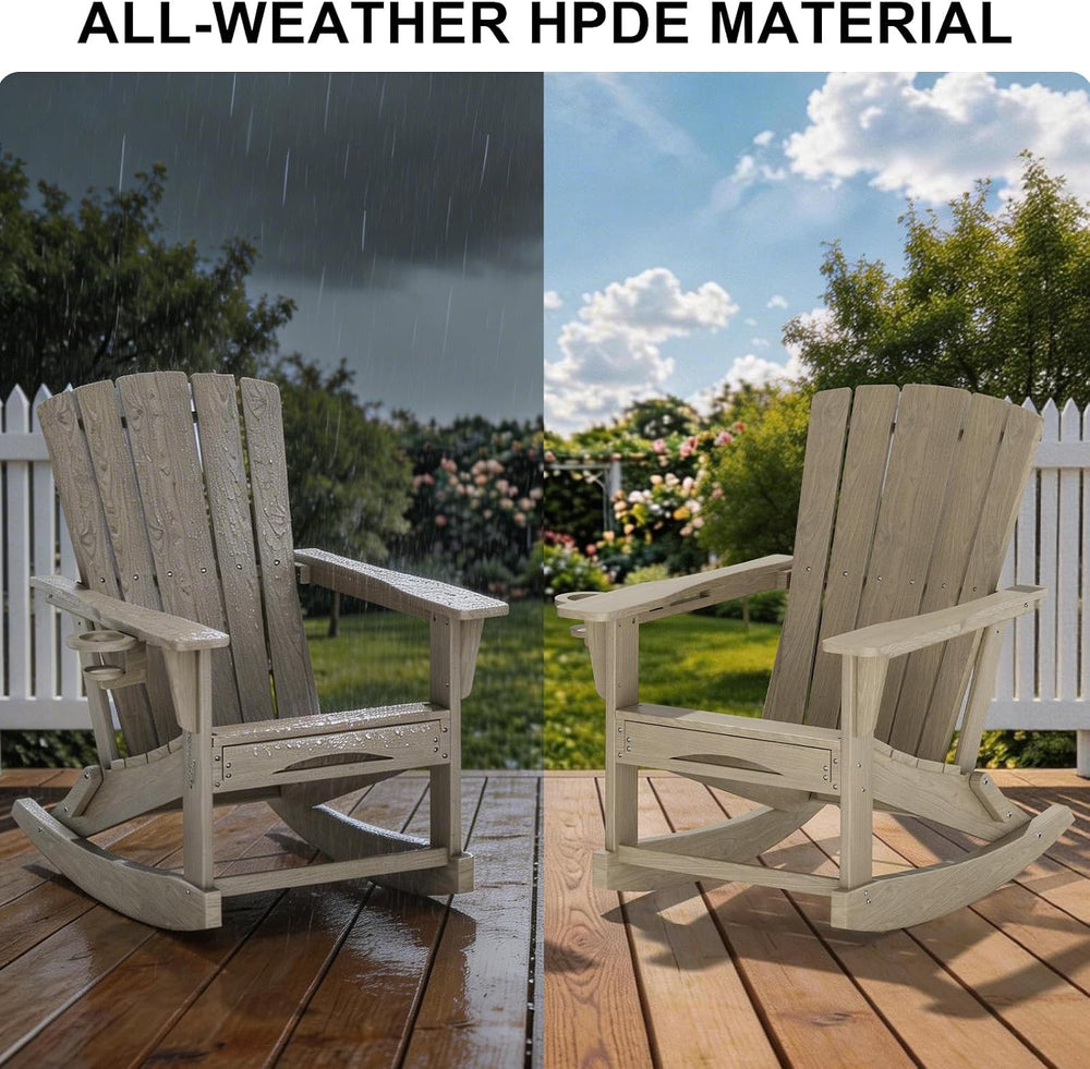 Adirondack Rocking Chair with Retractable Ottoman,Outdoor Folding Adirondack ...
