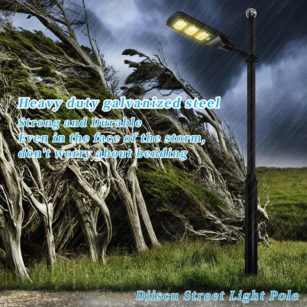 Street Light Pole 10ft Tall, Black Outdoor Galvanized Heavy-duty Metal Solar ...