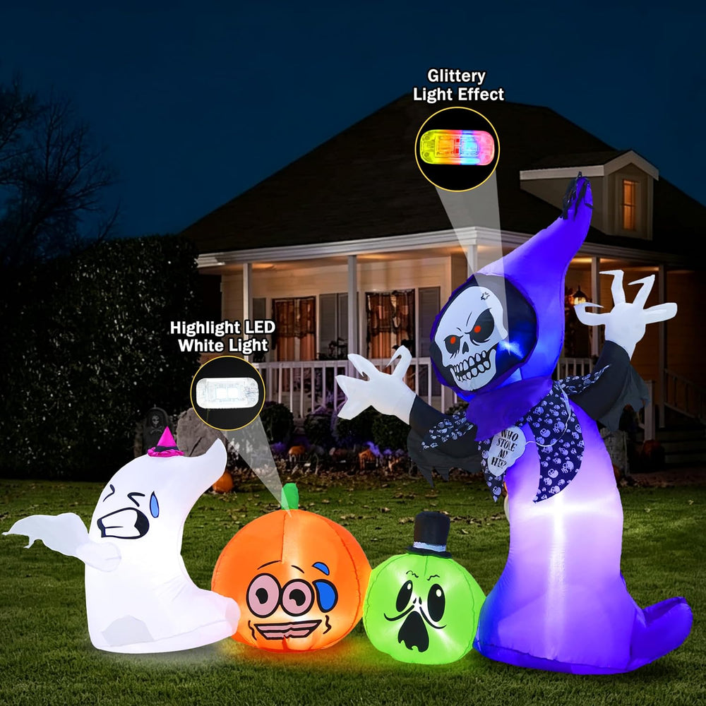 8FT Long Halloween Inflatables Outdoor Decorations with Built-in LED Lights