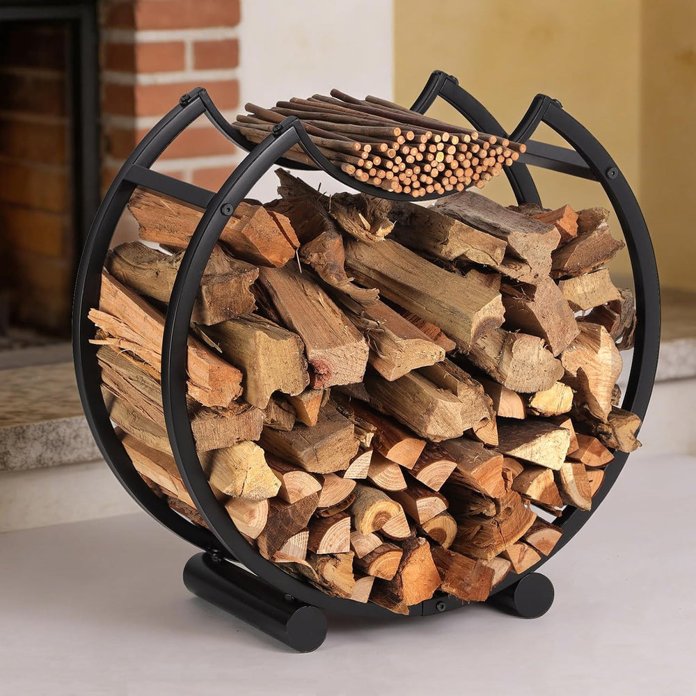 Yohsnor 23in Indoor Firewood Rack,Metal Firewood Holder for Fireplace
