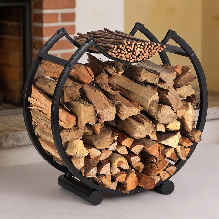 Yohsnor 23in Indoor Firewood Rack,Metal Firewood Holder for Fireplace