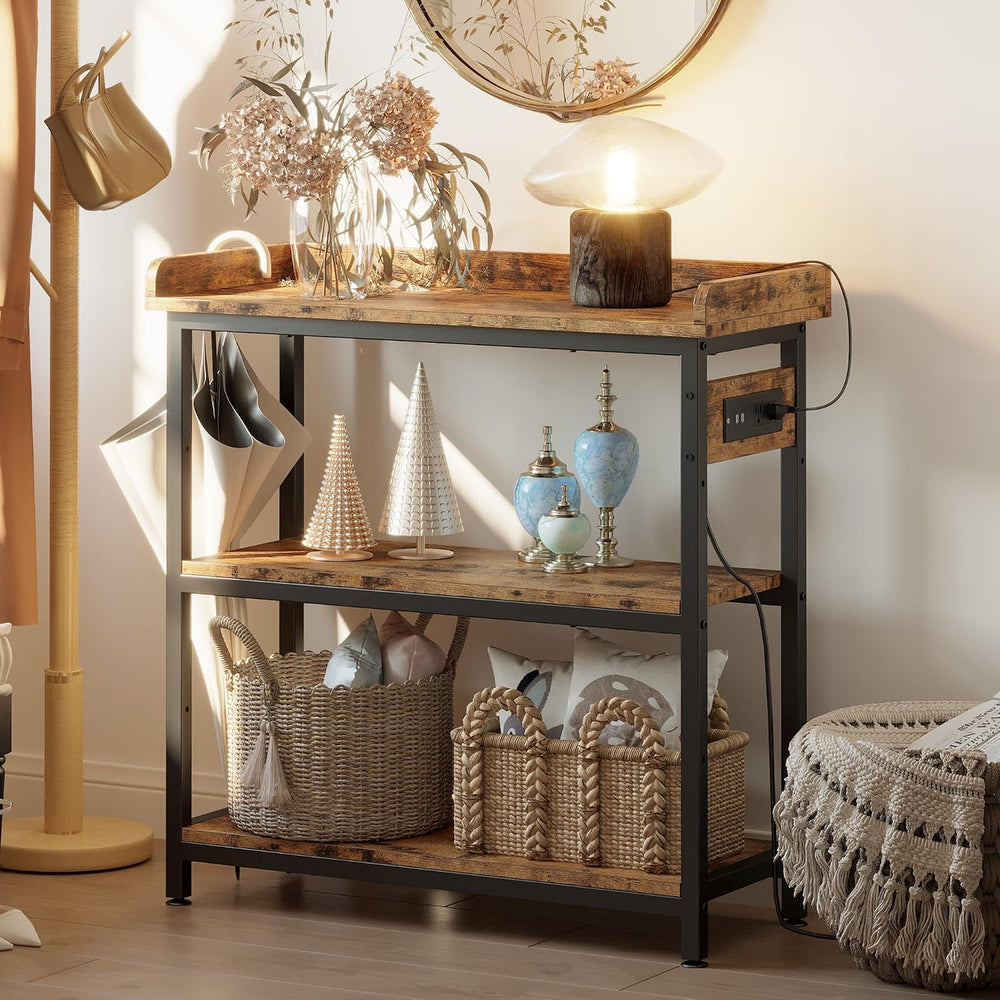 IRONCK Console Table with Power Outlet, One Piece Top, Sofa Table 32"
