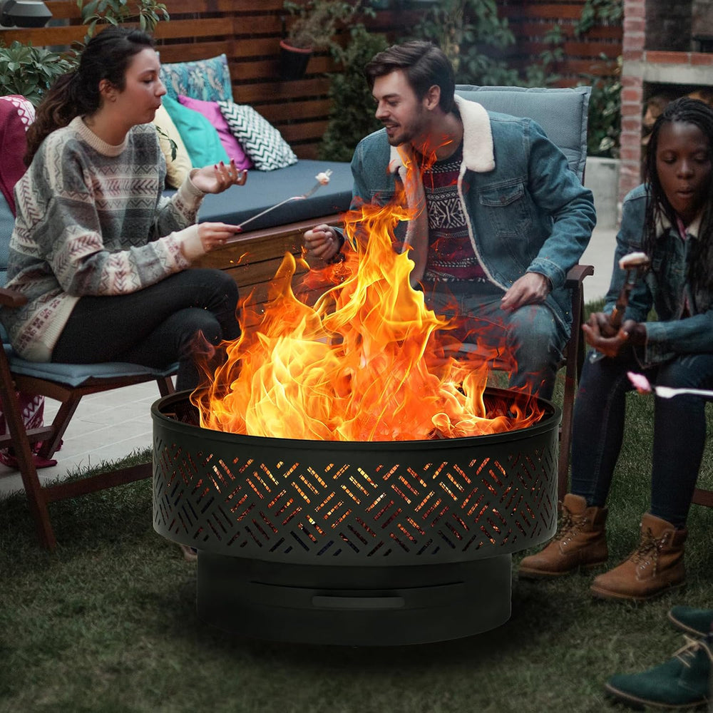 OutVue 32 Inch Wood Burning Fire Pits with Grill & Lid