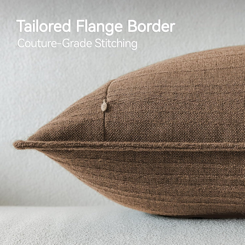 a moment Linen Pillow Covers Set of 2,Boho Farmhouse Throw Pillowcases Neutra...