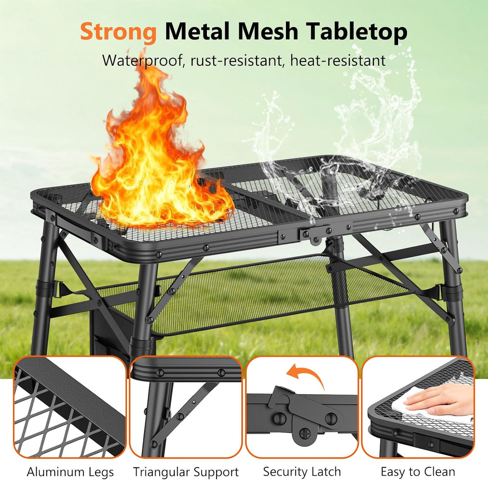 Raynesys Portable Folding Grill Table for Outside for Picnic, Camping