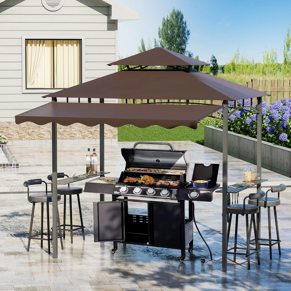 Grepatio Outdoor BBQ Gazebo, 8x8 Ft Patio Grill Gazebos with Extra Adjustable...