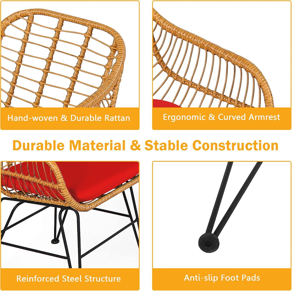 DORTALA 3 Piece Outdoor Bistro Set, Small Patio Furniture Set with with Metal...