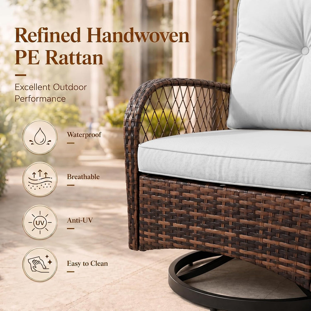 Outdoor Swivel Rocker Patio Chairs, 3 Piece Patio Furniture Set