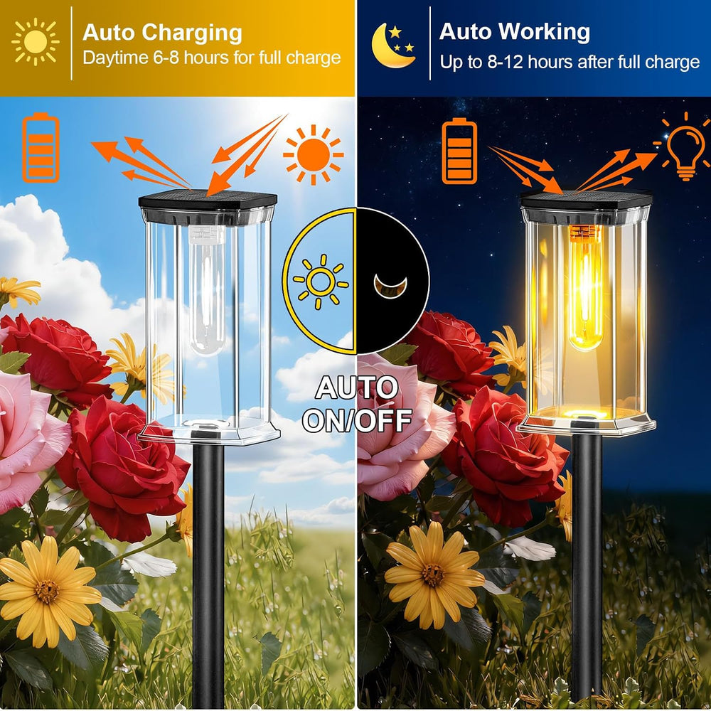 Solar Lights Outdoor, 12 Pack Solar Pathway Lights Outdoor Waterproof, Auto O...