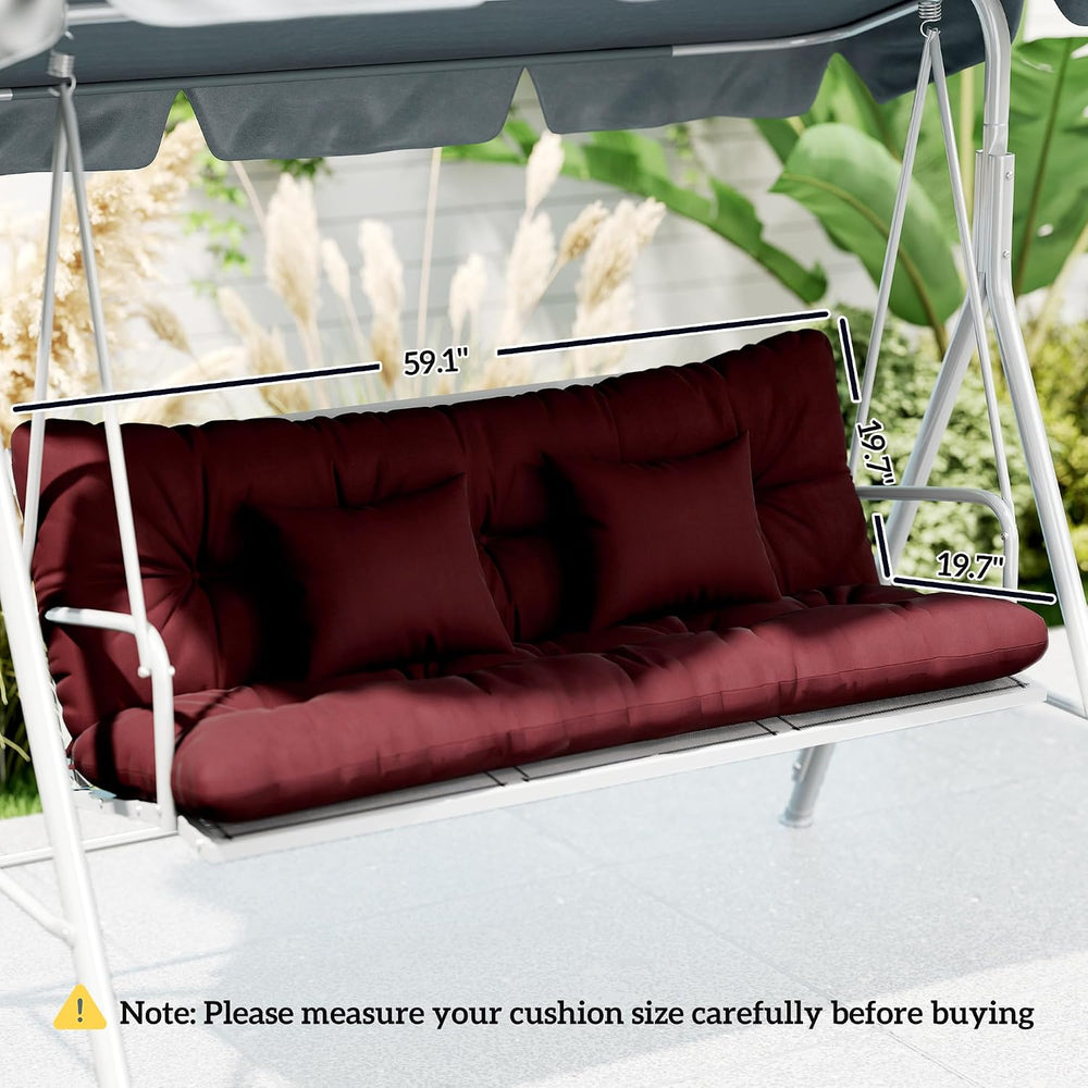 Outsunny 59" Tufted Bench Cushions & Throw Pillows 4 Piece Wine Red