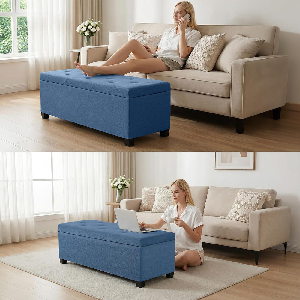 DUMOS Storage Ottoman Bench, 43.3 Inch End of Bed Bench for Living Room