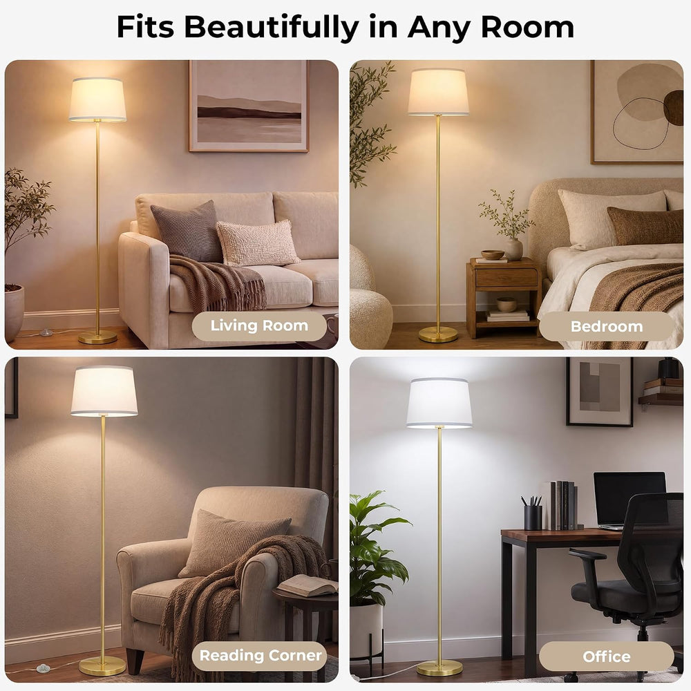 JUNNAI Gold Floor Lamp for Living Room, 61.8" Tall Standing Lamp, Modern...