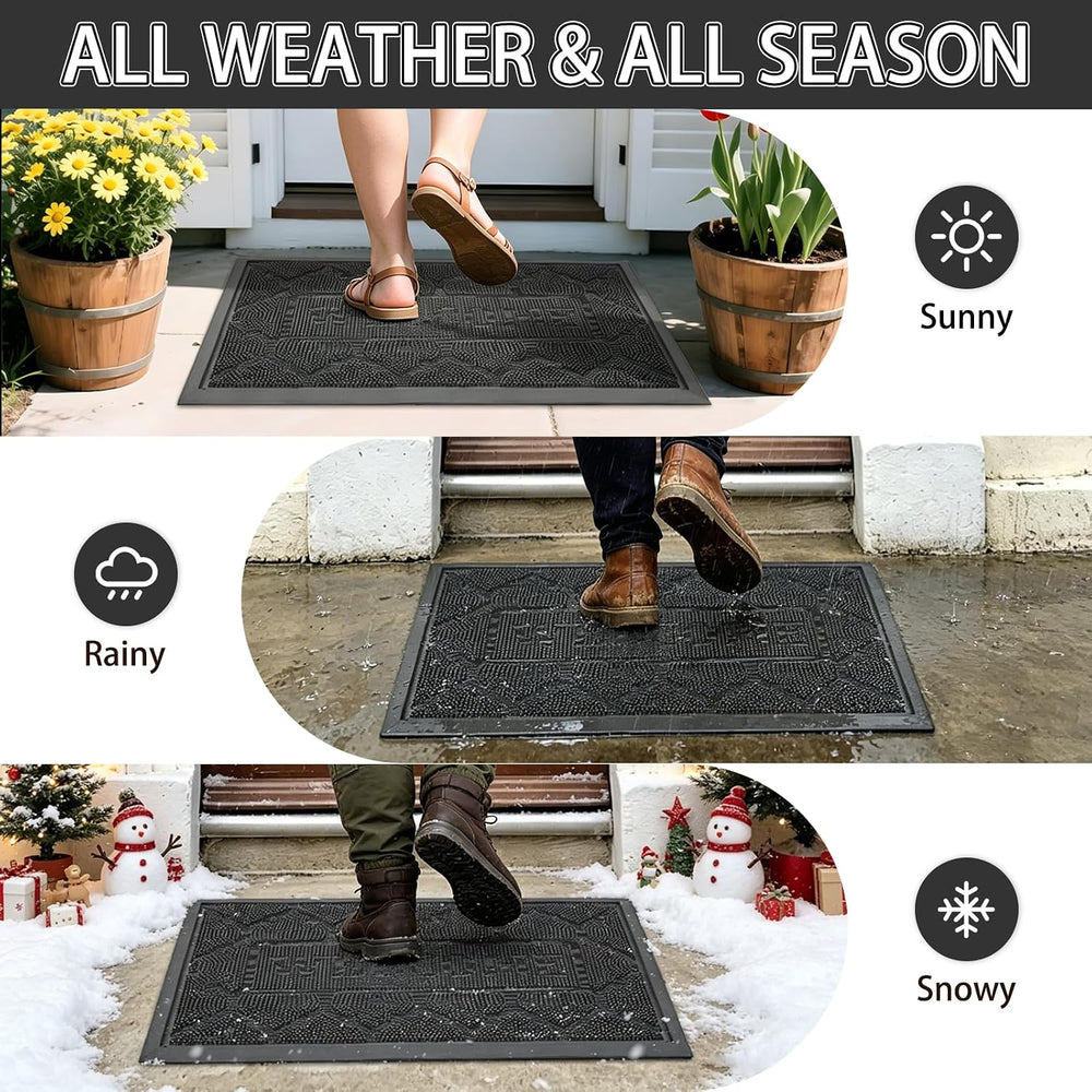 FRAMICS Front Door Mat Outside Entrance, Rubber Door Mats Welcome 24"x36...