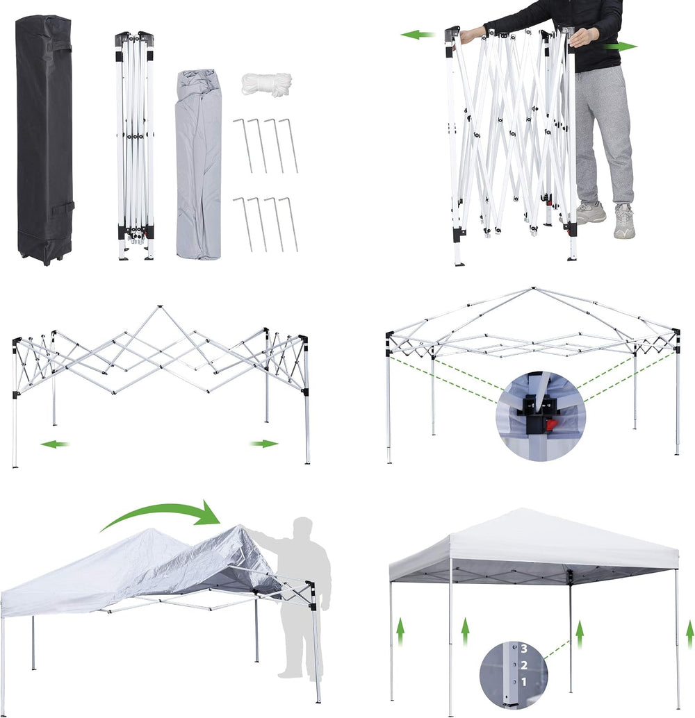 LEMY 10x10 Pop Up Canopy Tent,Instant Outdoor Patio Canopy with Wheeled Carry...
