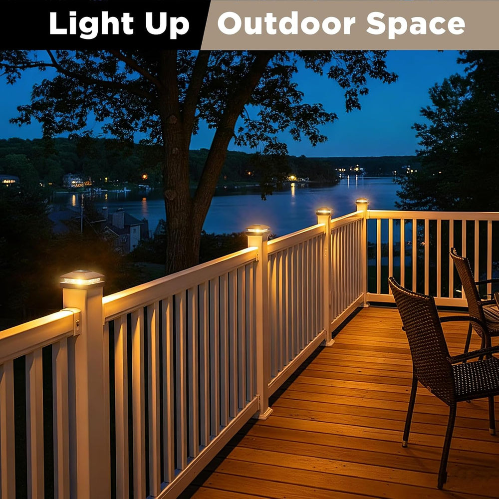 Solar Post Cap Lights Outdoor 12pack, Brown Waterproof Solar Powered Deck Fen...