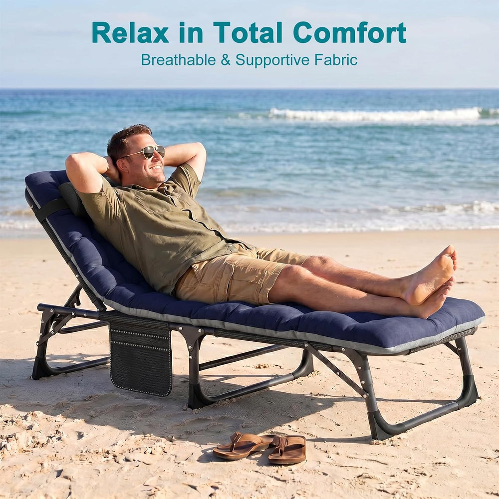 ABORON Tanning Chair, 5-Position Padded Folding Chaise Lounge