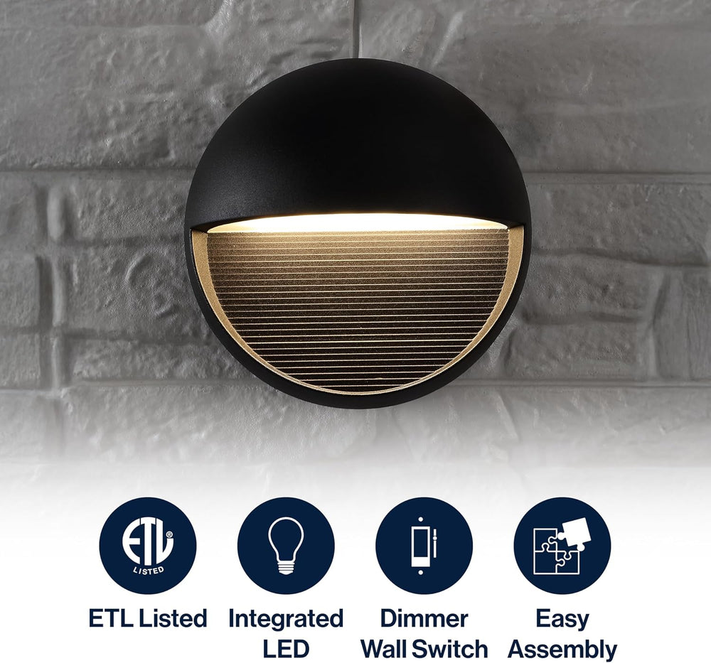 JONATHAN Y Orbe 1-Light Integrated LED Wall Sconce 6.25", Black