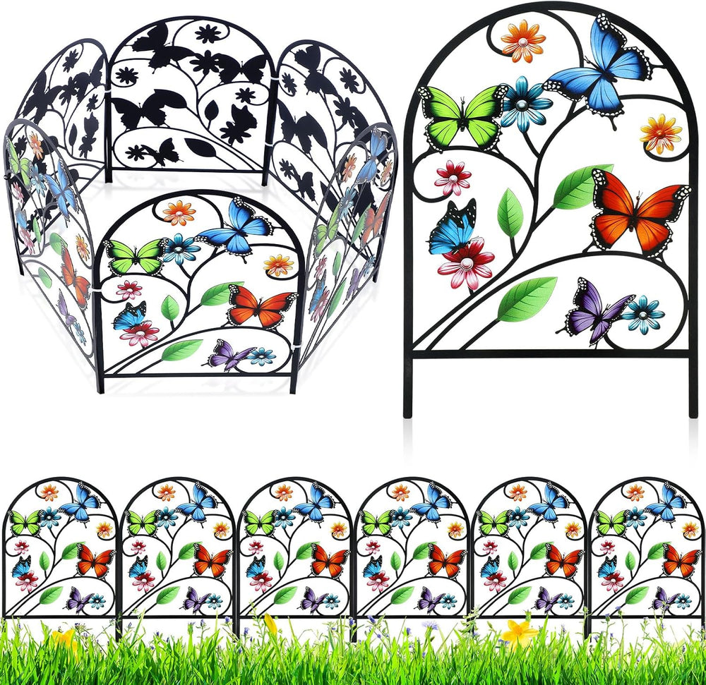 Yaocom 12 Pack Butterfly Garden Fence 16.5" H x 11.8" W Metal Stake