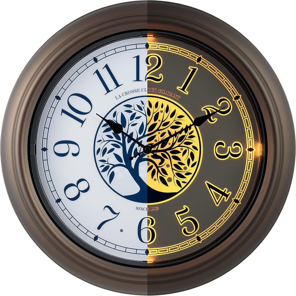 La Crosse Technology Indoor/Outdoor Lighted Dial Analog Quartz Wall Clock, 18...