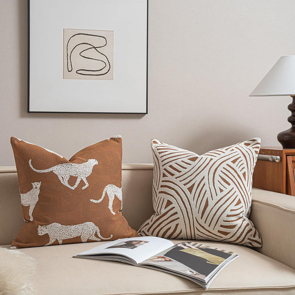 Croker Horse 22x22'' Inches Throw Pillow Cushion Cover - Leopard Chee...