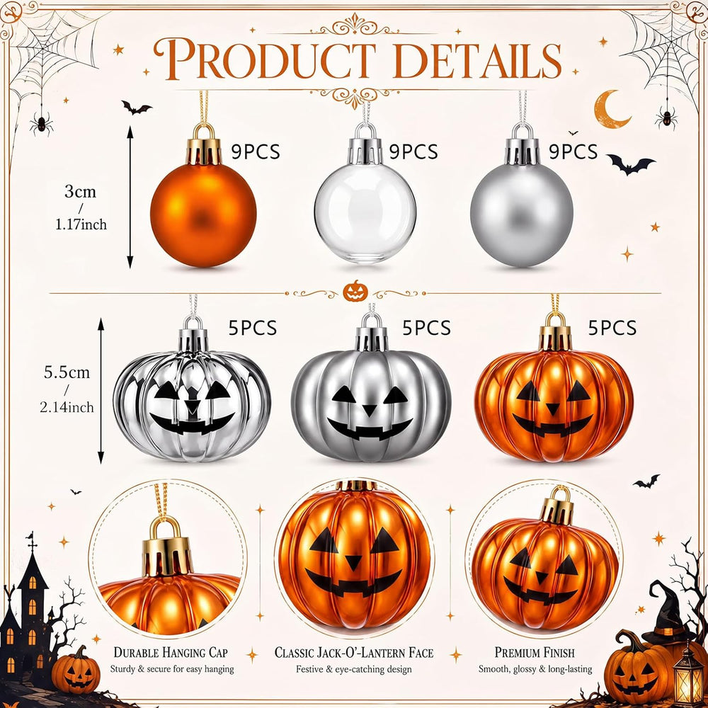 42 Pcs Halloween Ball Ornament Jack O Lantern Pumpkin Tree Decor