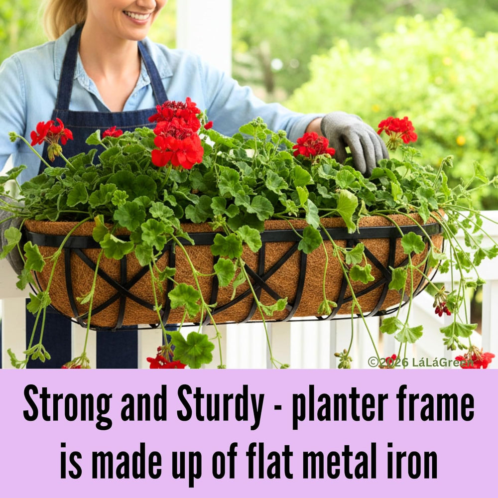 LaLaGreen 24 Inch, 2 Pack Railing Planters with Adjustable Mounting Brackets ...