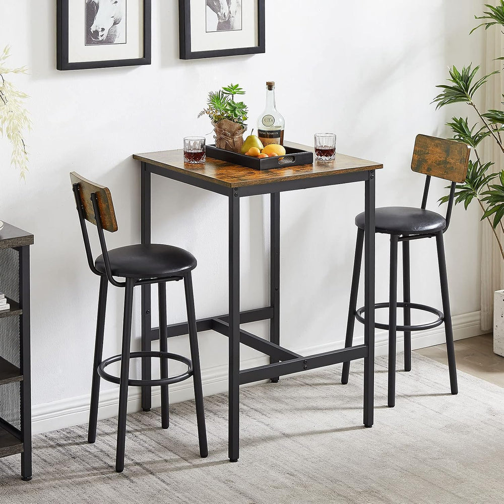 GNIXUU 3-Piece Small Bar Table and Chairs Set, Bar Set with Square Table and ...