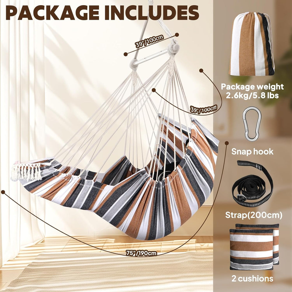 Chihee Hammock Chair Foot Rest 2 Cushions Max 485 lbs Metal Spreader Bar