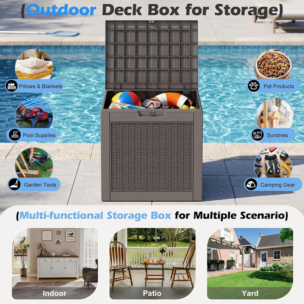 Outdoor Storage Box Waterproof, 31 Gallon Deck Box for Patio Storage