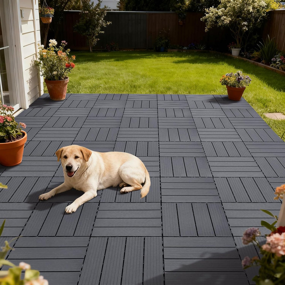 Skypatio Plastic Interlocking Deck Tiles 9 PCS, All-Weather Outdoor Patio Flo...