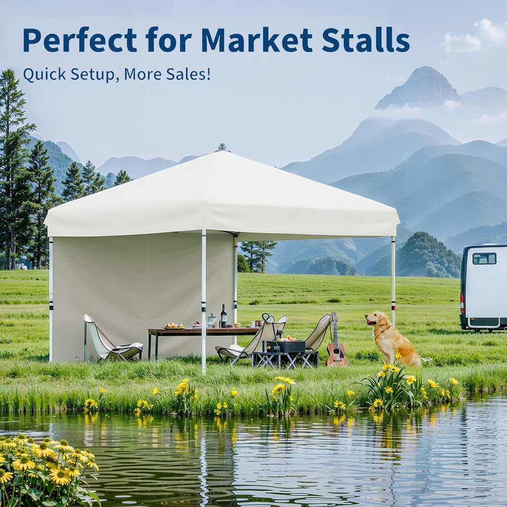 Garvee 10x10 Pop Up Canopy Tent with 1 Removable Sidewall, Heavy Duty Commerc...