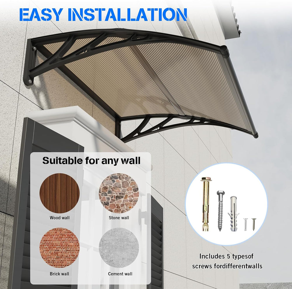 Door Awning 32"x40" Window Awning for Doors Canopy Exterior, Polyca...