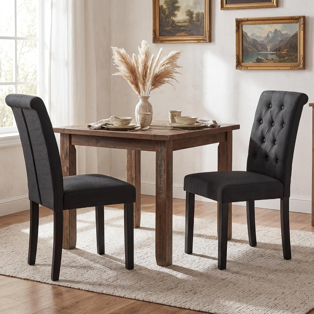 LSSBOUGHT Set of 4 Modern Tufted Dining Chairs, Button Padded Fabric Chairs w...
