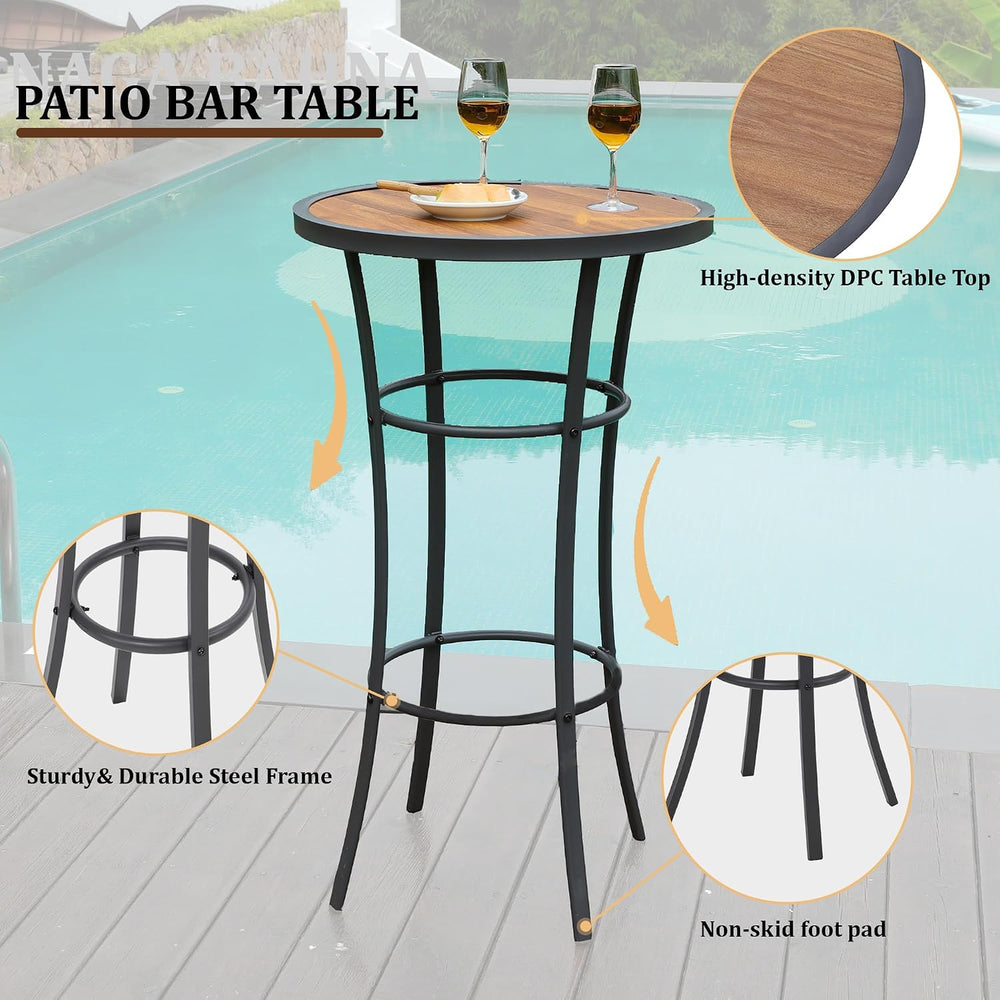 Bar Height Patio Table, 40-Inch Tall Patio Table Outdoor Bar Table Bistro Tab...