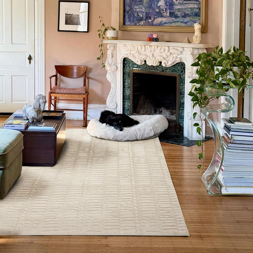 Revival Rugs Shell 8'x10' Area Rugs - Washable, Medium Pile, Beige, C...
