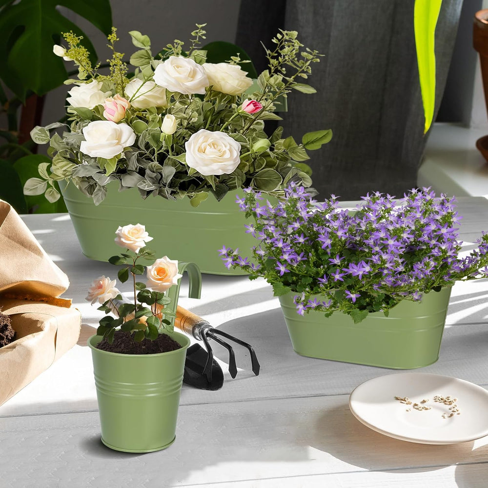 3 Different Size Metal Iron Hanging Flower Pots 10 Pcs for Outdoor Plants Met...