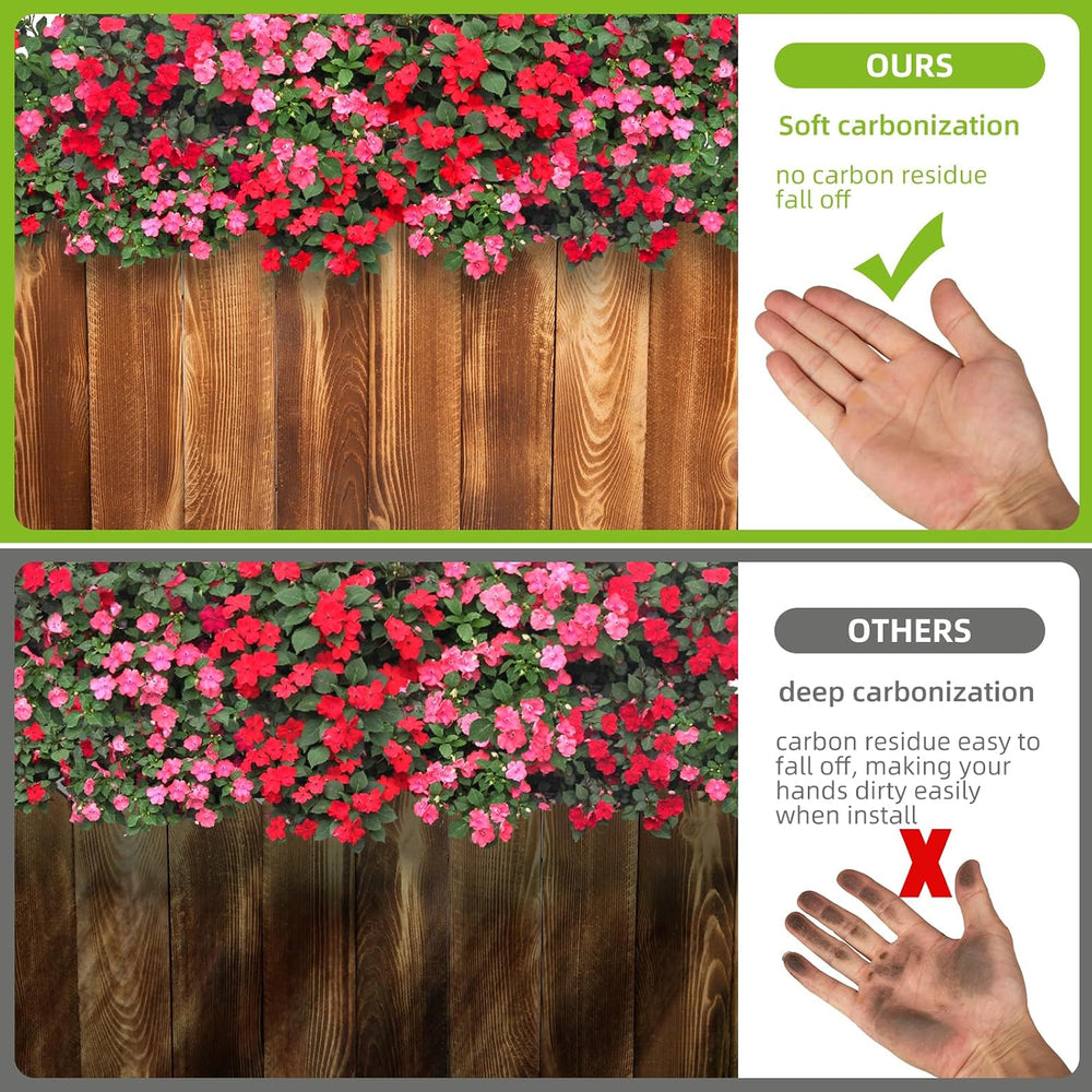 LINSHRY Wood Garden Edging Fence, Flower Bed Edging Borders, 8in H x 8ft L