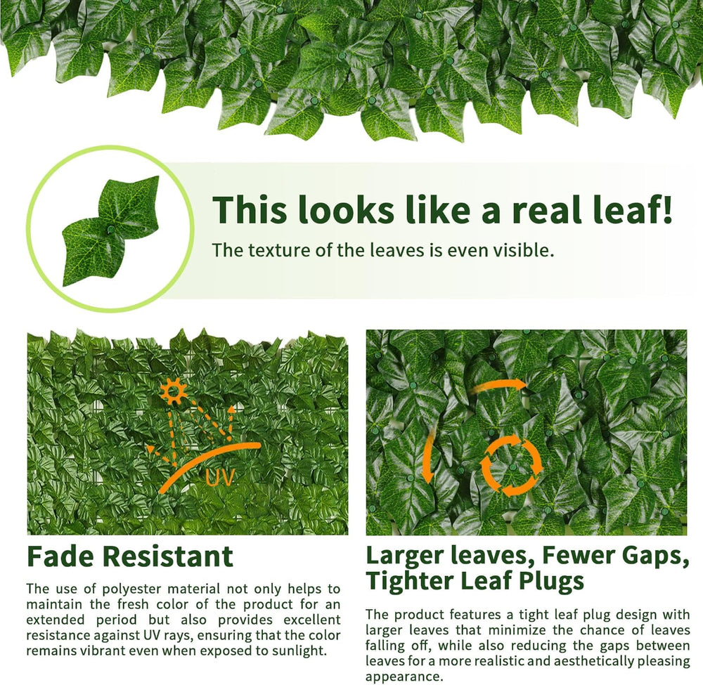 Jinwu Printed Sweet Potato Leaf Privacy Fence Screen – 39.4 x 118 Inch Artifi...
