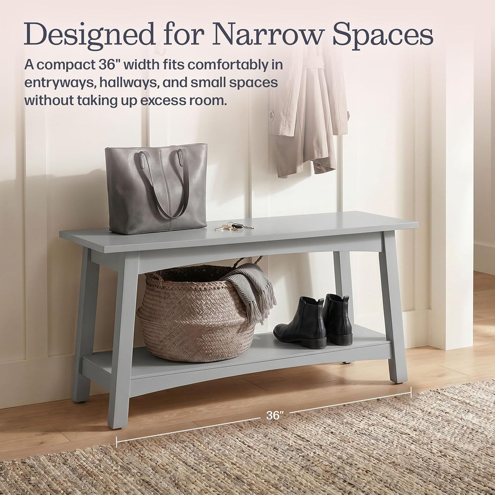 Alaterre Furniture Craftsbury Entryway Bench with Storage Shelf, Gray, 36”