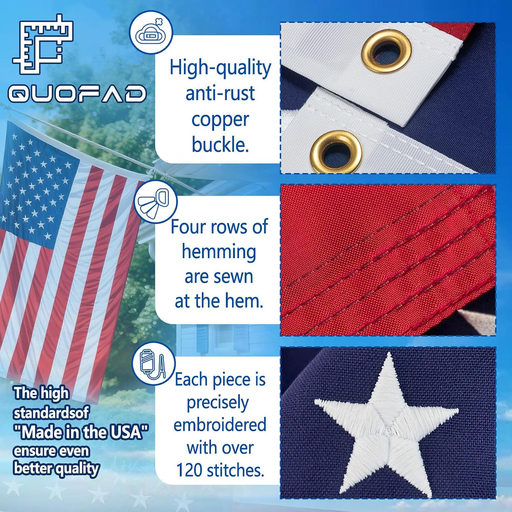 Made in the USA American Flag 3x5 Outdoor Heavy Duty,Sturdy Durable Nylon Ame...