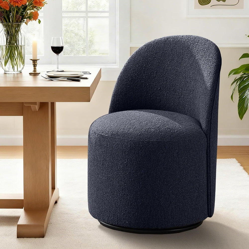 Upholstered Swivel Dining Chair Set of 2 No Assembly Boucle Side Chair