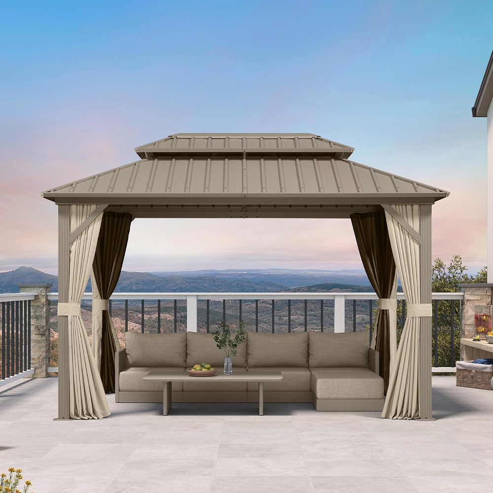 PURPLE LEAF Outdoor Hardtop Gazebo 8' x 12' Champagne Aluminum Structure