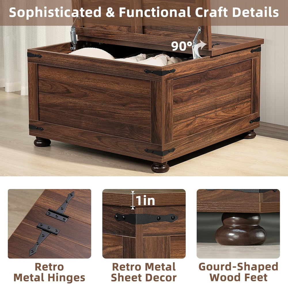 Joaxswe Farmhouse Coffee Table with Hidden Storage,Large Square Center Table ...
