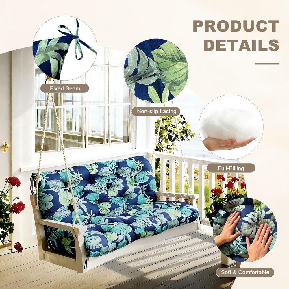 Porch Swing Cushion with Backrest,Waterproof Bench Cushion for Outdoor Furnit...